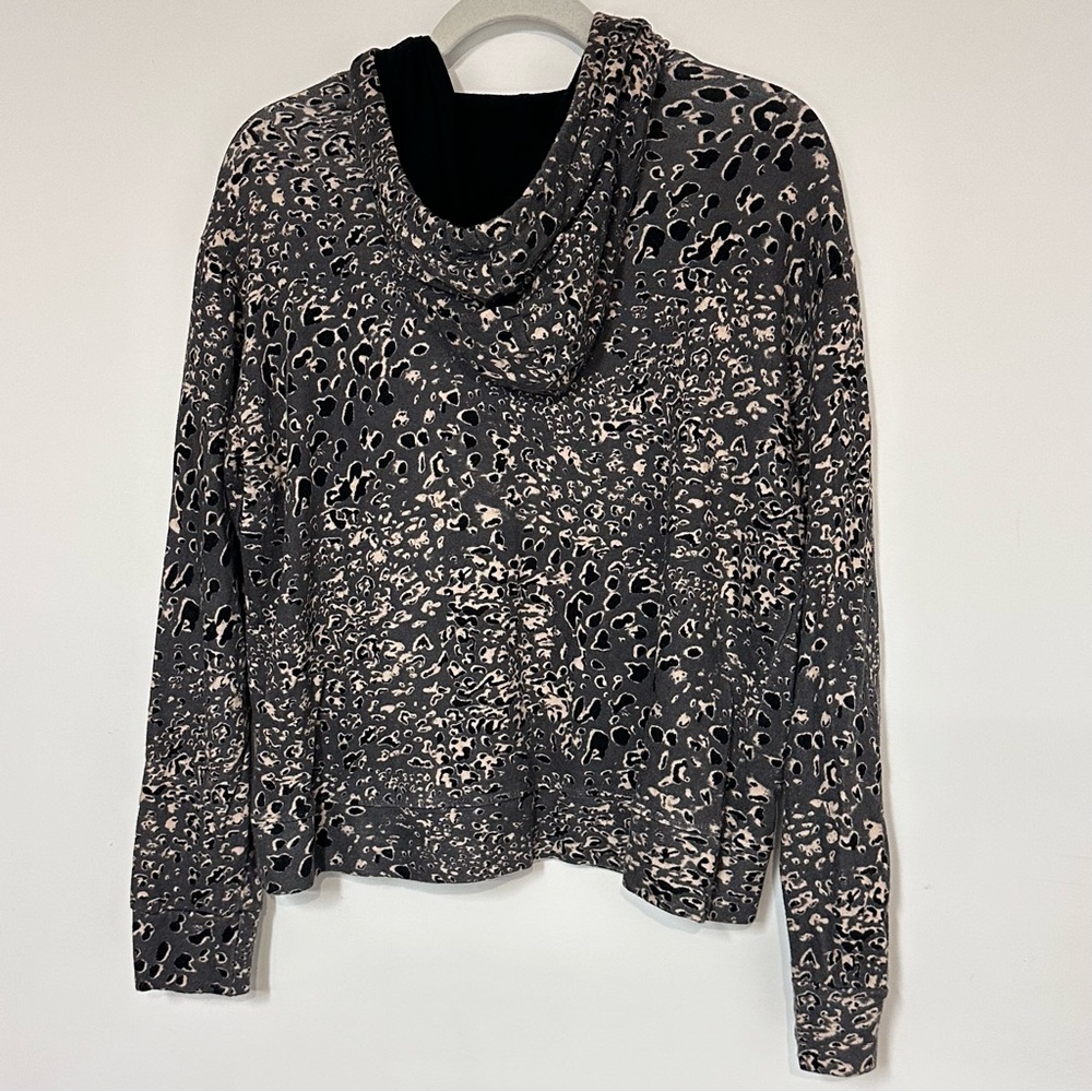 Sundry Leopard Animal Print Dark Gray Relaxed Fit Hoodie Sweatshirt Size 0/XS - Picture 3 of 8